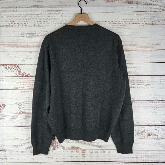 Polo Ralph Lauren Sweater Mens XL Gray Merino Wool V Neck Pullover EUC - Picture 7 of 8